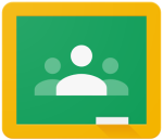 Logo de Google Clasroom. fondo verde aludiendo a pizarra y encima una figura simple humanoide.
